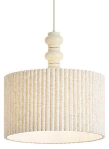 Lampa wisząca Japandi beżowa z lnianym abażurem 50 cm - Fedde