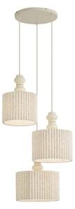 Lampa wisząca Japandi beżowa z lnianym abażurem 3-punktowa - Fedde