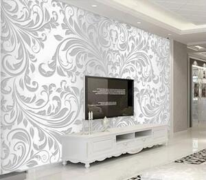 Fototapeta Biało-szara tapeta, Fototapety Kwiaty, Popularne Fototapety, u36211 - Tapeko.pl