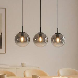 Lampa wisząca szklana Veloura Lucande, możliwość ściemniania, przezroczysty / transparentny, salon / jadalnia, szkło, design