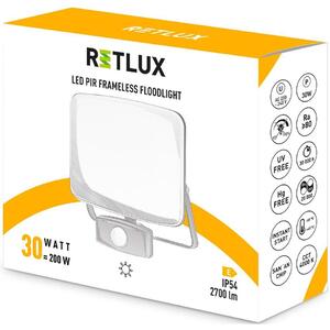 Retlux RSL 256 Reflektor LED z czujnikiem PIR, 174 x 176 x 65 mm, 30 W, 2700 lm
