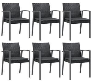Krzesła ogrodowe z poduszkami, 6 szt., czarne, 56,5x57x83 cm