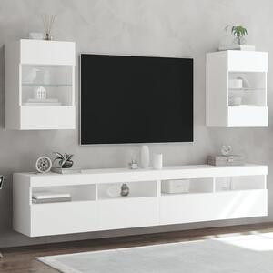 Ścienne szafki TV z LED, 2 szt., białe, 40x30x60,5 cm