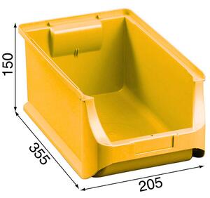 Plastikowe pojemniki PLUS 4, 205 x 355 x 150 mm, żółte, 12 szt