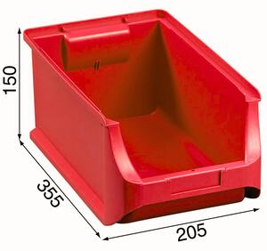 Plastikowe pojemniki PLUS 4, 205 x 355 x 150 mm, czerwone, 12 szt