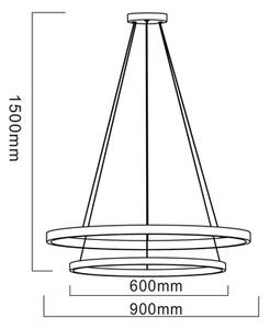 Lampa wisząca LED 2-pierścieniowa czarna HORIK