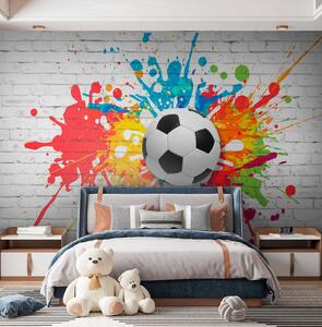 Fototapeta Piłka futbolowa na ceglanej ścianie, Fototapety 3d, Popularne Fototapety, u64587 - Tapeko.pl