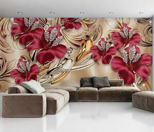 Fototapety Czerwone lilie z efektem 3D, Fototapety 3D, Fototapety 3d Kwiaty, u70604 : Uwalls.pl