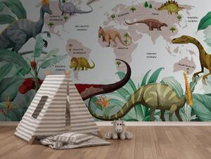 Fototapeta Mapa dinozaurów z roślinami i nazwami, Fototapety Dziecięce, Popularne Fototapety, u71068v4 - Tapeko.pl