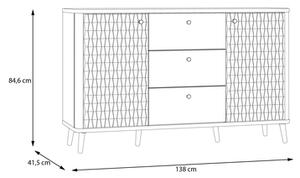 Komoda ryflowana z szufladami FIXSMILE 138 cm