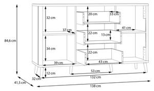 Komoda ryflowana z szufladami FIXSMILE 138 cm