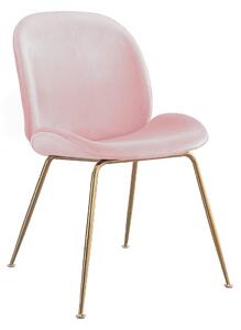 MebleMWM Krzesło Glamour S-0728 | Różowy welur #39 | Outlet