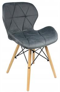 Szare welurowe krzesło w stylu skandynawskim - Cero