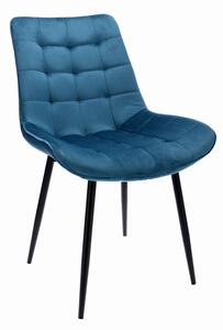 Niebieskie pikowane krzesło do pokoju - Amos