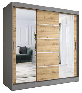 Szafa przesuwna 200 cm antracyt + dąb artisan D8-B76
