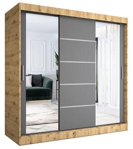 Lustrzana szafa przesuwna 200 cm dąb artisan + antracyt K8-D43