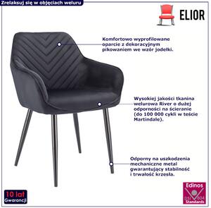 Czarne welurowe krzesło z podłokietnikami - Erfo