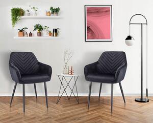 Czarne welurowe krzesło z podłokietnikami - Erfo