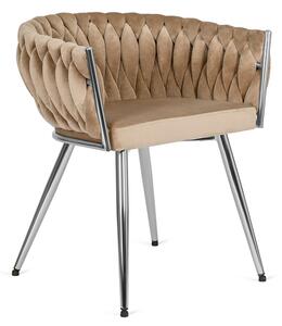 Beżowe nowoczesne krzesło fotelowe welurowe - Onis