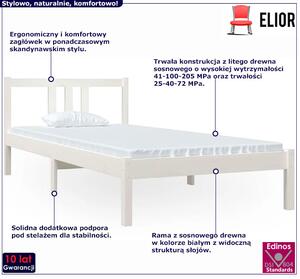 Białe jednoosobowe łóżko z drewna 90x200 cm - Kenet 3X