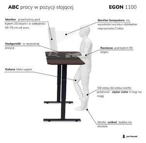 Małe biurko do pracy na stojąco EGON, 1100 x 720 x 600 mm, orzech/ czarne