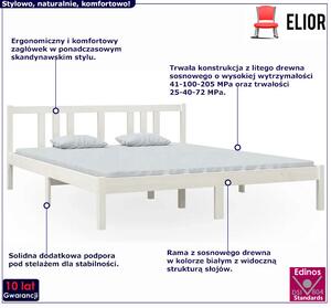 Skandynawskie sosnowe białe łóżko 160x200 cm - Kenet 6X