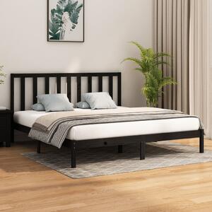 Rama łóżka, czarna, lite drewno, 180x200 cm