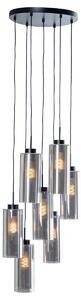 Lampa wisząca art deco czarna z przydymionym szkłem 7-świateł - Laura