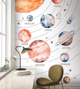 Fototapeta Akwarela planet i gwiazd, Fototapety Dziecięce, Popularne Fototapety, u74424 - Tapeko.pl