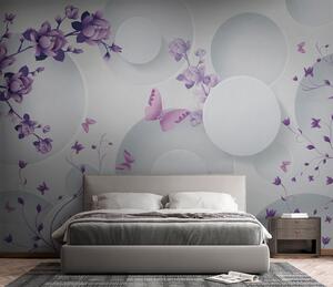 Fototapety Formy 3D z kwiatami i motylami, Fototapety 3D, u74482 : Uwalls.pl