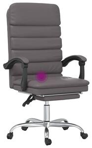 Szary fotel biurowy z funkcją masażu