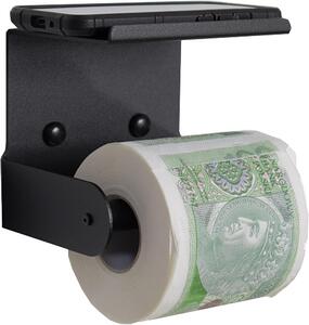 Metalowy uchwyt na papier toaletowy z półką - Prendi