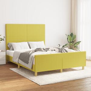 Rama łóżka z zagłówkiem, zielona, 140x200 cm, obita tkaniną