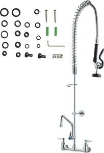 Bateria zlewozmywakowa SucceBuy z natryskiem przed zlewozmywakiem, wysoko 111,8 cm, rodek 20,3 cm, obrotowa wylewka 30,5 cm, bateria zlewozmywakowa cienna, mosina konstrukcja z wyciganym natryskiem