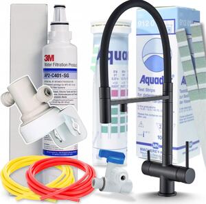 3-drogowa bateria kuchenna HighFlex z przyczem filtra i zestawem filtrów do wody 3M AP2-C405-SG – wysuwana wylewka, obrotowa o 360°