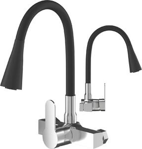 Granitan | FLEXO – bateria kuchenna – elastyczny wylew – monta nacienny – czarna – mosina