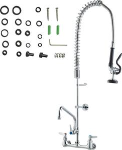 Bateria zlewozmywakowa SucceBuy ze spryskiwaczem, wysoko 91,4 cm, rodek 20,3 cm, obrotowa wylewka 30,5 cm, do montau na cianie, wykonana z mosidzu, wycigana wylewka, do zlewozmywaków 1/2/3 komorowych