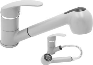 Granitan | HAND – bateria kuchenna – wysuwana wylewka – 2 rodzaje strumienia – szara – mosina – gowica ceramiczna