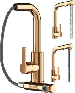 Granitan | EBRO – bateria kuchenna – wysuwana wylewka – obrót o 360° – zota – stal nierdzewna – gowica ceramiczna