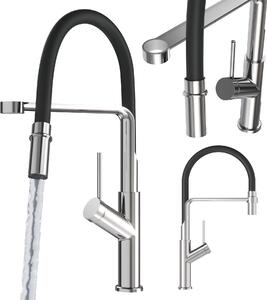 Granitan | Bateria kuchenna Vasto – srebrna – wysoko 460 mm – elastyczny wylew – obrót o 360°