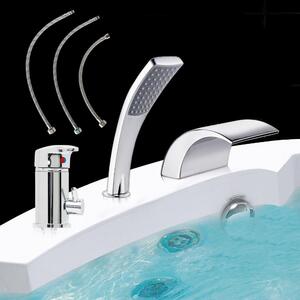 Bateria wannowa Melko 3-otworowa bateria wannowa jednouchwytowa chrom wodospad