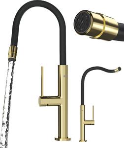 Granitan | Bateria kuchenna Oti – zota – regulowany zasig wylewki 18–24 cm – obrót o 360° – otwór montaowy 35 mm