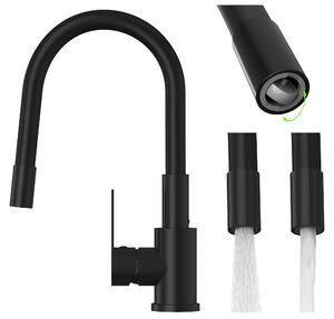 Granitan | GRADO PLUS – bateria kuchenna – elastyczny wylew – czarna – obrotowy aerator