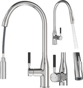 Granitan | FOSSA – bateria kuchenna – wycigana wylewka – chrom – mosidz – gowica ceramiczna