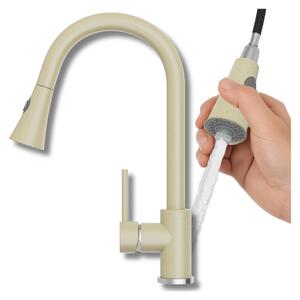 Granitan | Bateria kuchenna Snake Beige – cakowita wysoko 40 cm – wysuwana wylewka – obrót o 360° – nowoczesna bateria kuchenna