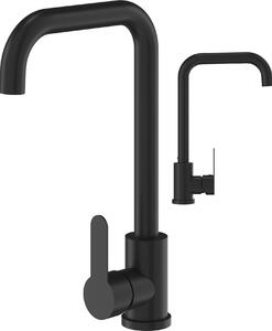 Granitan | STEEL – bateria kuchenna – obrót o 360° – czarna – stal nierdzewna – gowica ceramiczna