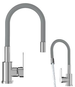 Granitan | GRADO – bateria kuchenna – elastyczny wylew – obrót o 360° – szara – gowica ceramiczna