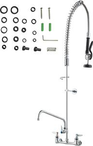 Bateria zlewozmywakowa SucceBuy z natryskiem przed zlewozmywakiem, wysoko 119,9 cm, rodek 20,3 cm, obrotowa wylewka 30,5 cm, bateria zlewozmywakowa cienna, mosina konstrukcja z wyciganym natryskiem