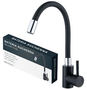 DELVANT FLEX Bateria kuchenna z elastyczn wylewk, 360° obrotowa, bateria zlewozmywakowa, stojca, nablatowa, czarna