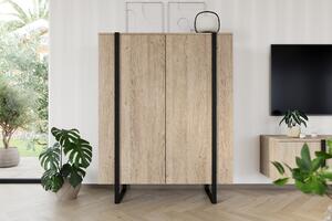 Komoda wysoka Verica 120 cm dwudrzwiowa - dąb biszkoptowy / czarne nóżki